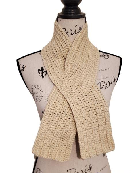 Solid Color Ribbed Texture Ribbon Scarf w/Keyhole Design