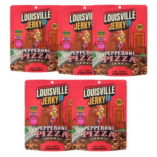 Image of Louisville Jerky Co. Pepperoni Pizza Vegan Jerky, 3 oz, 5-Pack