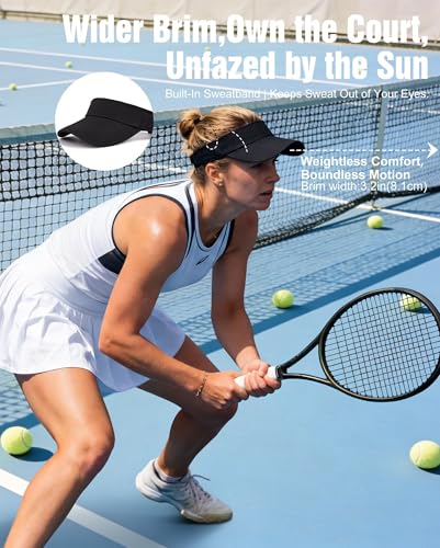 Image of Zando 3.2 inch Structured Brim Sun Visor Hats for Women, Quick-Dry Lightweight Sports Visor for Golf, Tennis, Pickleball