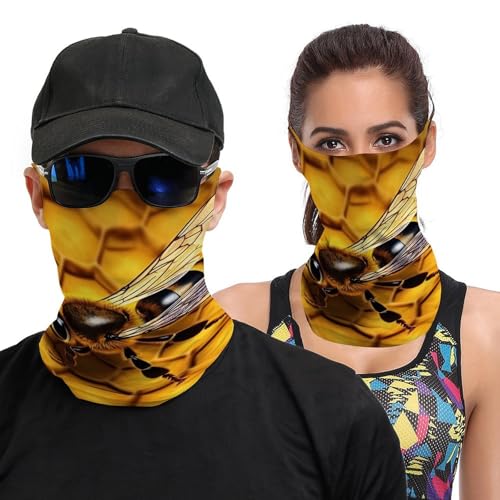 Neck Gaiter Yellow Honey Face Mask for Travel Face Cover Scarf for Men Women Elastic Headbands Wind-proof Bandana for Skiing Fishing Hiking Cycling