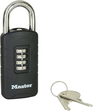 Master Lock Zinc 656EURDBLK Outdoor Combination Padlock with Override Key, 120 x 48 x 20 mm, Black