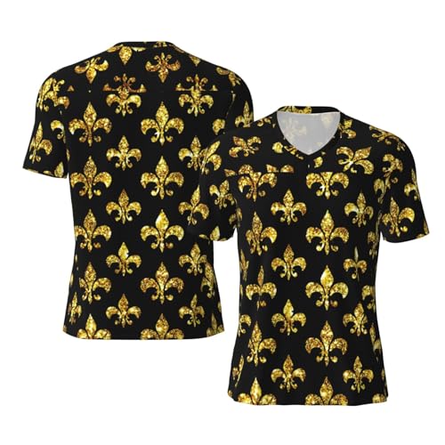 Stylish Athletic Sports Jersey Mardi-Gras-Golden Men's Rugby Jersey Large