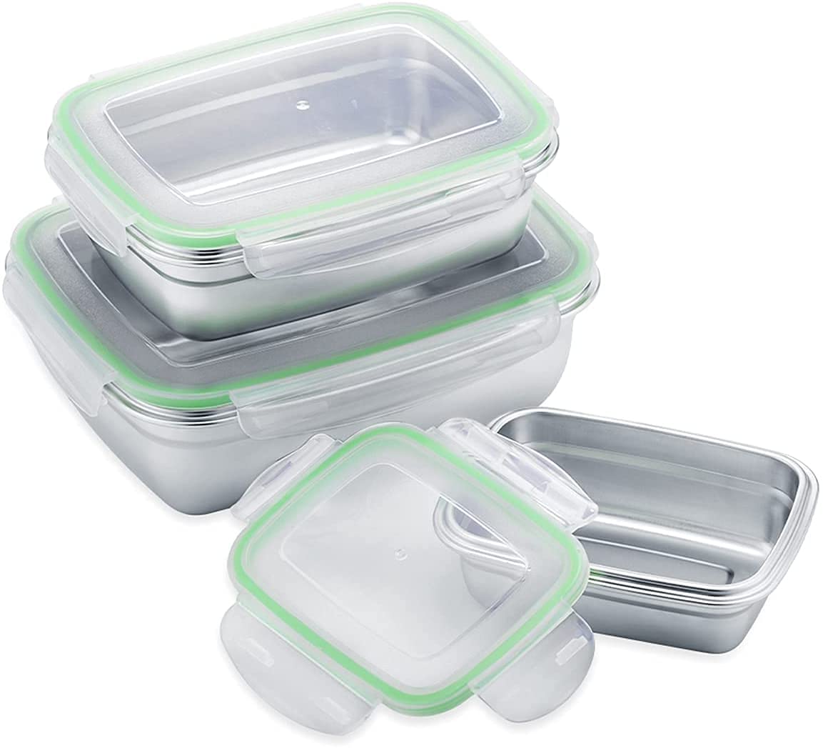 GRAYSPCE Stainless Steel Food Storage Containers, Leak Proof Metal Bento Lunch Box (850ml)