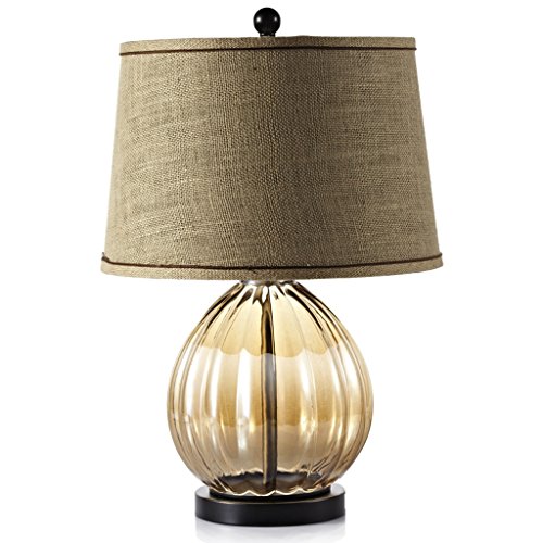 Preisvergleich Produktbild Flashing- GlassTable Lampe, minimalistische Schreibtisch Lichter Schlafzimmer Nachttisch, Stoff Lampenschirm, Netzschalter, Glasfuß (Glühbirne Nicht enthalten)