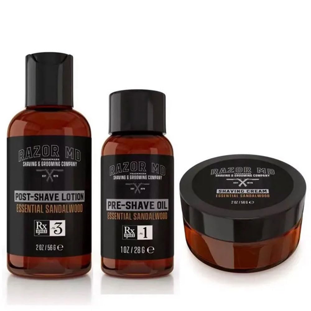 Razor MD Shave Trio for Men Pre-Shave Oil Shaving Cream Post-Shave Lotion Premium Beard Care Kit And Beard