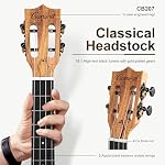 Caramel CB207 Acacia Baritone Acoustique Ukulele électrique avec tige de Truss avec cordes supplémentaires, Gig Bag rembourré, Sangle et EQ câble