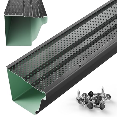 Waterlock 6" Gutter Guards Leaf Protection, Domestic Aluminum Gutter Covers 6 Inch (100 Feet, Black)