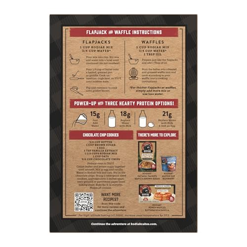 كعك بروتين بان كيك باور كيك من كودياك كيكس، خليط خبز فلابجاك والوافل، زبدة اللبن، 20 اونصة، (عبوة من 6 قطع)