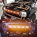 HAPSO Front Grille Mesh Grill With Amber LED Running Lights Matte Black ABS Accessories Replacement Compatible With Jeep Wrangler JK JKU 2007-2018 Unlimited Rubicon Sahara Sport Grille