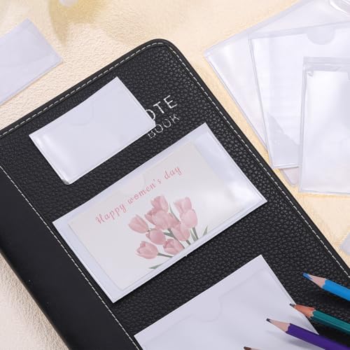 Bolsillos autoadhesivos para tarjetas de índice PVC transparente 10x15 cm paquete de 50 unidades 5