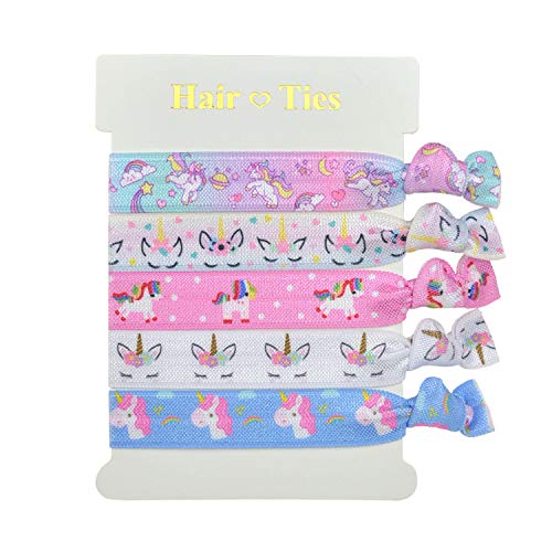 Dreshow 5 Pack Unicorn Gifts For Girls Drawstring Backpack/Makeup Bag/Necklace/Hair Ties/Coin Purse #TOP5