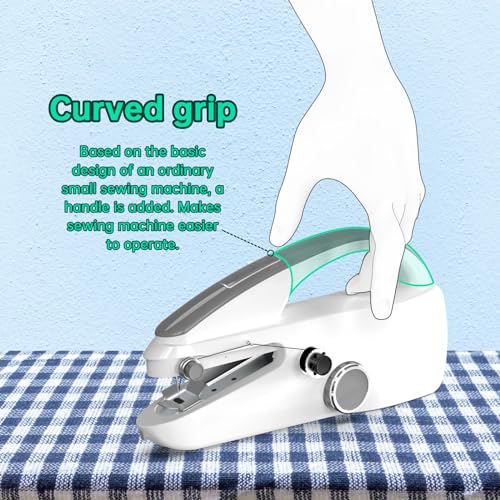 Handheld Sewing Machine,Two dear,Mini sewing machine,Easy to Use and Fast Stitch Suitable for Clothes,Fabrics, DIY Home Travel Electric Handheld Sewing Machine for Beginner.Grey - Thumbnail 7
