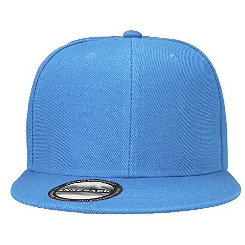 Image of Falari Classic Snapback Hat Cap Hip Hop Style Flat Bill Blank Solid Color Adjustable Size