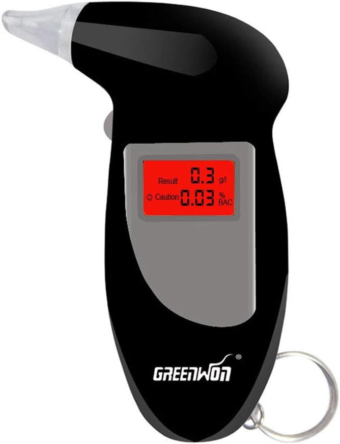 GREENWON Battery Powered Breathalyzer Keychain Digital Alcohol Tester Detector Breath Analyzer Audible Alert Portable with LCD Display