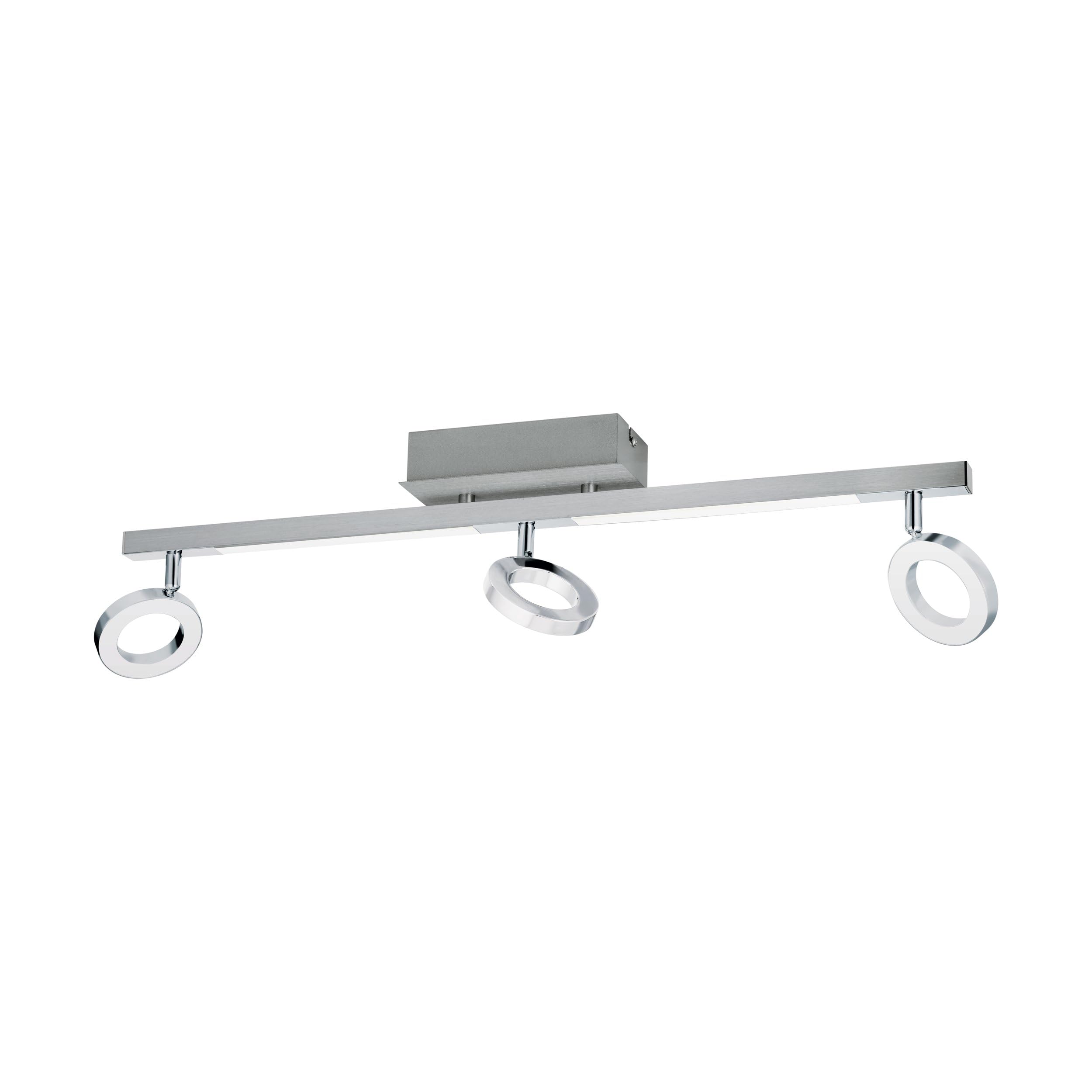 Eglo LED Ceiling lamp Cardillo, 3-Light Ceiling Spotlight, Ceiling Fixture Made of Aluminium, Metal and Plastic, Living Room lamp in Chrome, LED Hallway Light Warm White