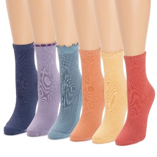 Soft Whisper Crew Socks for Women, 6-Pack by MUK LUKS2