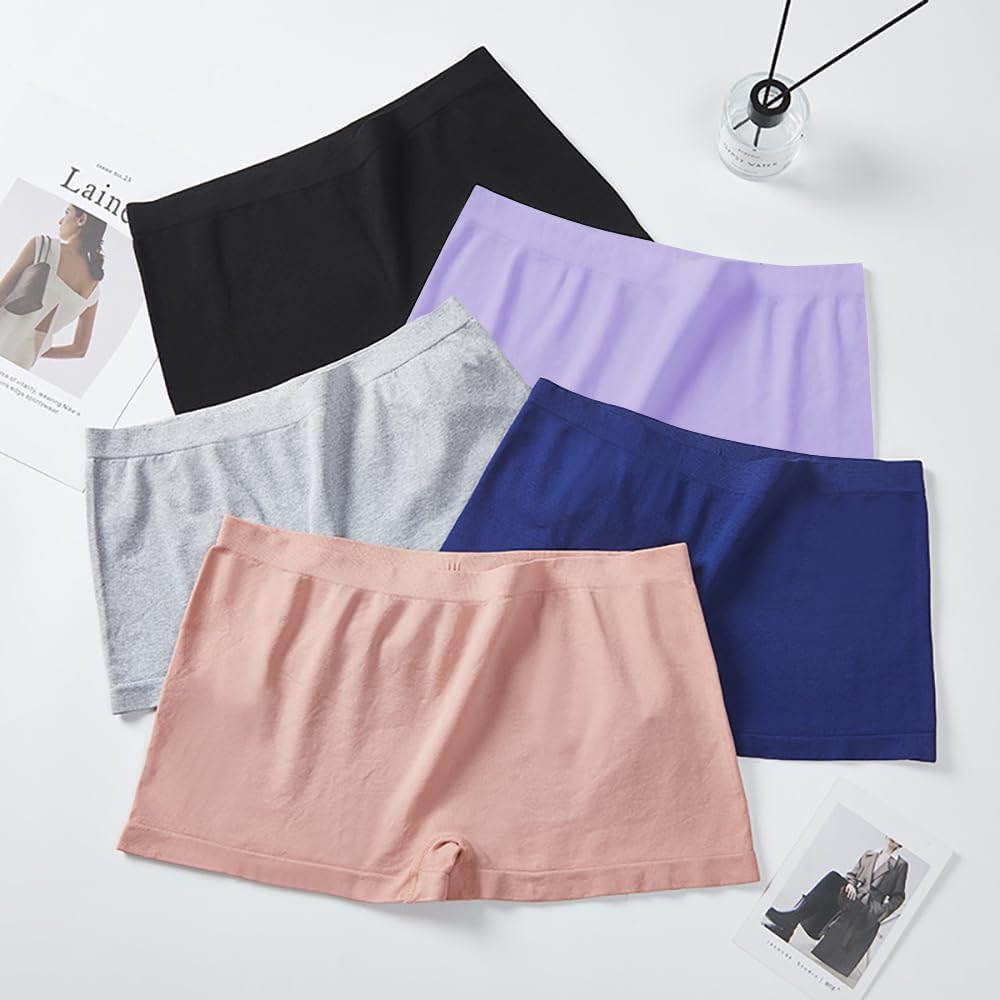 Seamless Boyshort Underwear For Women Panties Nylon Spandex Underwear Stretch Boxer Briefs Pack of 5,S To XXXL - Image 6