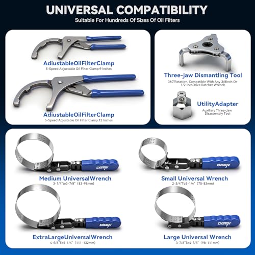 DISEN 8-Piece Oil Filter Wrench Set