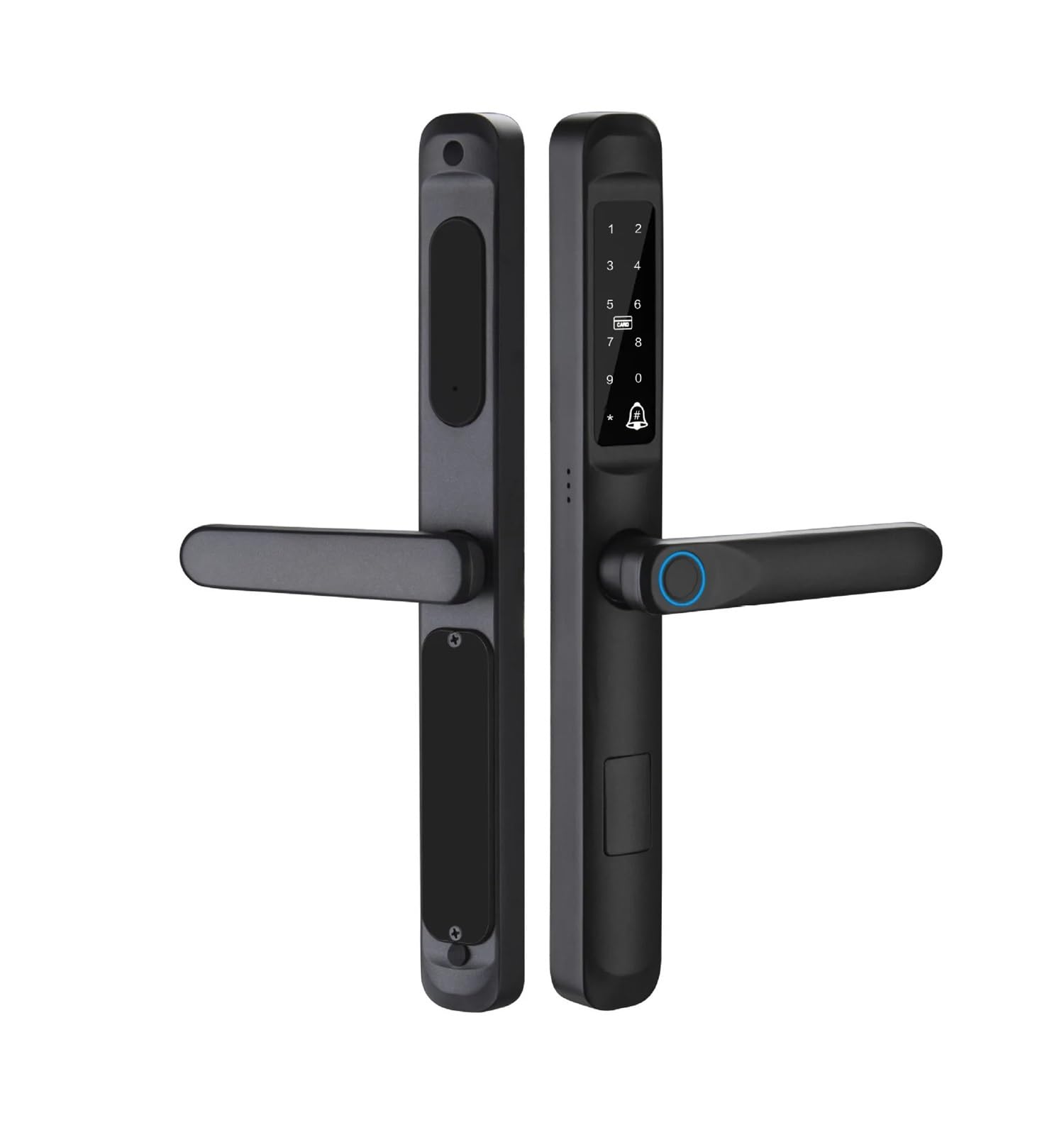 Serrure de porte intelligente étanche avec empreintes digitales - Entrée sans clé RFID pour portes coulissantes en aluminium/accès numérique sécurisé (Nero 4085)