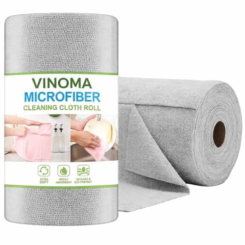 Image of Microfiber Cleaning Cloth Roll 25x25 cm, Reusable and Washable Tear-Away Kitchen Towel Roll, Very Soft Cleaning Cloths for Home, Kitchen, Office, Electronics, Car Cleaning (1 ROLL)