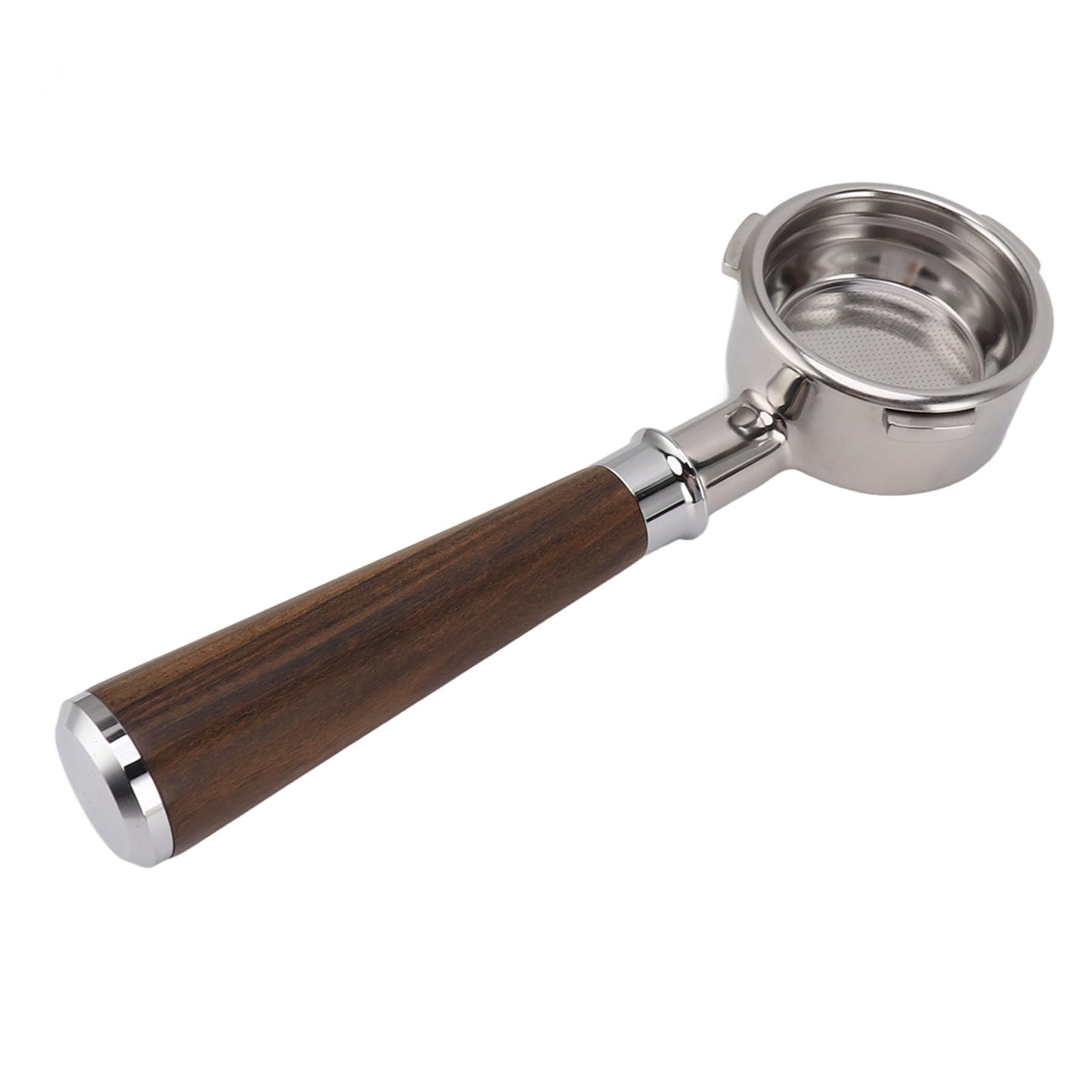 Portafiltro de café sin Fondo de 58 Mm, Portafiltro de Cesta de Filtro de Taza, Portafiltro de café de Acero Inoxidable de 3 Orejas Mango de Madera Maciza para Barsetto Piezas de e