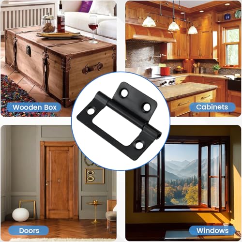 SDTC Tech 4-Pack Non-Mortise Door Hinges Bifold Butt Cabinet Hinges with Screws for Furniture Windows Cupboard etc. - 2 x 0.9 Inch, Black - Image 7