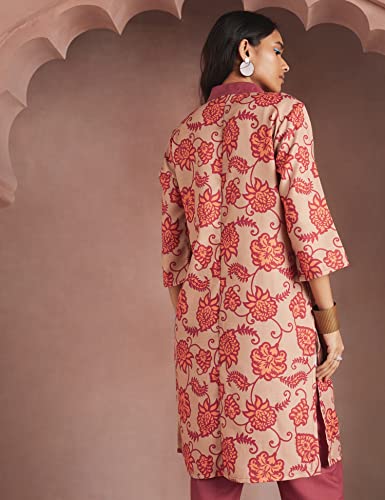 Image of RIVER Women's Poly Matka with Cotton Touch Floral Regular Kurta
