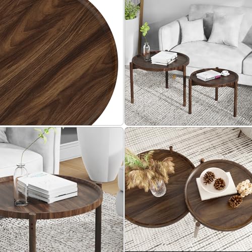 Runde Couchtische, 2er-Set, runder Beistelltisch, kleine Nisttische, Beistelltisch, für Wohnzimmer, Schlafzimmer, Balkon
