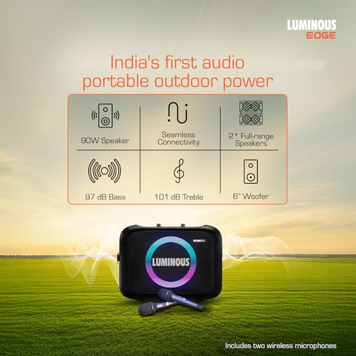 Image of Luminous Edge Go Soundbox 1500 Portable Power Station | Built-In 90W Speaker, Woofer, 2 Wireless Mics, SOS Light, 8 Ports, 1120Wh LiFePO4 Battery 10 Yrs Life|1200W AC Output, 5Yrs Replacement Warranty