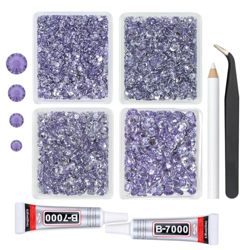 qiipii Light Purple Crystal Resin Rhinestones w B7000 Jewelry Glue for Bedazzling Crafting Flatback Stones 3mm 4mm 5mm 6mm Diamonds Crystals Gems Charms Supplies for Nails Face Makeup Tumblers Crafts