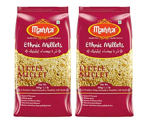 Image of Manna Little Millet 1Kg Unpolished, Certified Low GI, Glycemix Index value 27, Kutki /Samai /Same /Samulu. 20% more protein & 100% more Fibre than white rice. Natural Grains