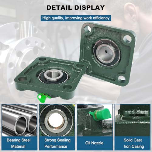 Image of 4 Pack UCF204-12 Pillow Block Bearing - Square Flange 4 Bolt Bearing - Bearing Steel with 3 /4 inch Bore - Self Alignment (UCF204-12)