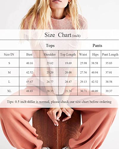 Rivsak Sweater Two Piece Sets For Women Spring Sweater Pants Set For Women Lounge Sets Knit Pullover Tops And High Waisted Pants #TOP1