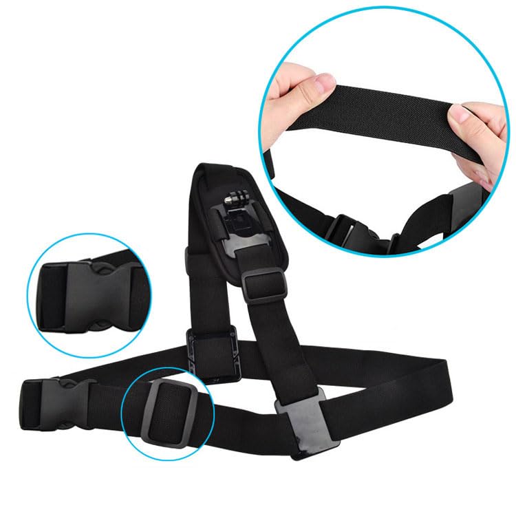 Reflex Camera Tracolla per GoPro, DJI Osmo, Insta360 – Supporto per fotocamera regolabile a mani libere sul petto e sulla spalla per sport d'azione, riprese POV, ciclismo, escursionismo e altro ancora