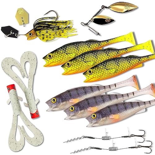 HENGBIRD 50-teilig Gummifisch Set - Für Hecht & Zander Mit Jigköpfen