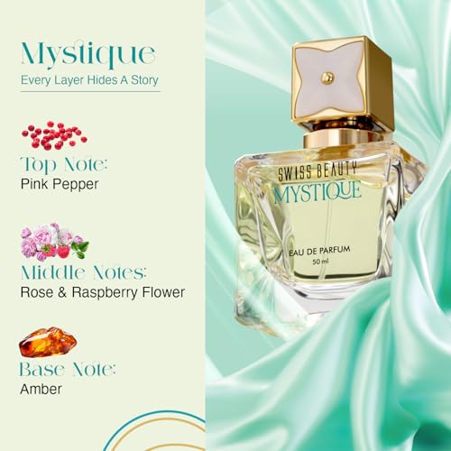 Image of Swiss Beauty Mystique EDP | Long-Lasting | Ideal For Gifting | Everyday Wear | Top Note: Pink Pepper | Middle Notes: Rose & Raspberry Flowers | Base Note: Amber | 50ml