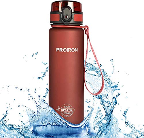 Proiron BPA-freie Tritan-Flasche, auslaufsicher, Sport-Wasserflasche, Shaker-Flasche für Fitness und Outdoor-Enthusiasten, 17oz/32oz, #3 purplisch rot 500 ml