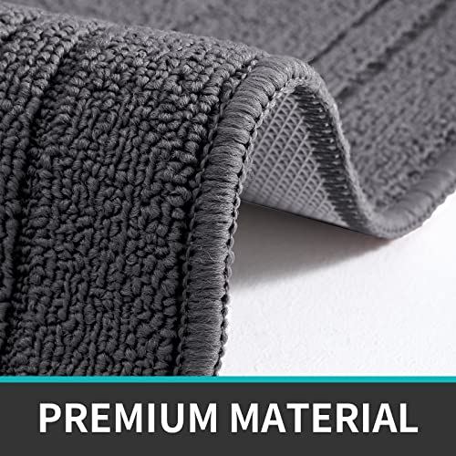 Dexi 2 Pack Kitchen Rugs Mats, Low Profile Inddoor Door Mat, Machine Washable Kitchen Rugs Set, 20"X32"+20"X32", Grey #TOP2