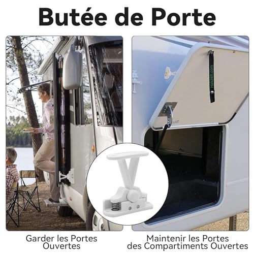 Xiciki Support de Porte de Caravane, ​​Arret de Portail​​ Retenue De Porte Caravane en Plastique ​​Bloque porte Ouverte​​, Butée de Porte Silencieuse Amovible, Bloc Porte Pratique pour Remorque Camper – vue 4