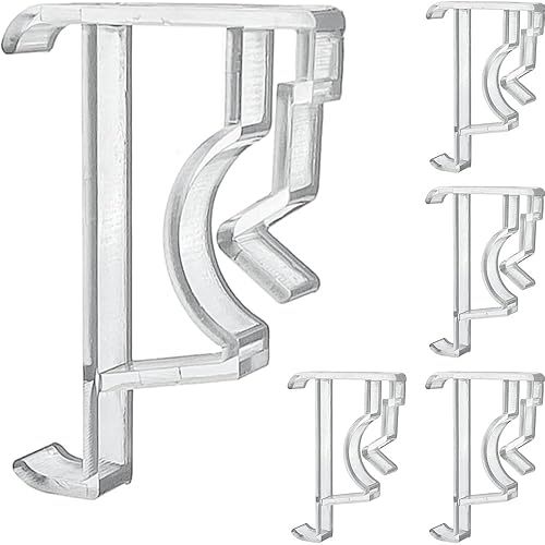 Cutelec Clips de cenefa de 2 pulgadas, 5 piezas de plástico transparente oculto para cenefa de ventana, clip de sujeción horizontal de imitación y