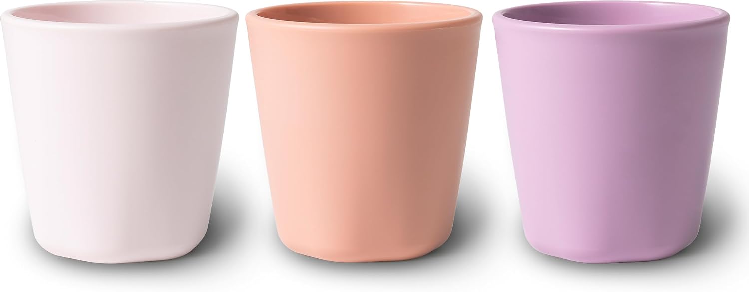 Tiny Twinkle Tableware 3 Pack Cups Set - BPA-Free For Kids and Toddlers - Polypropylene Plastic Tumblers (Rose, Peach, Lilac) Cup