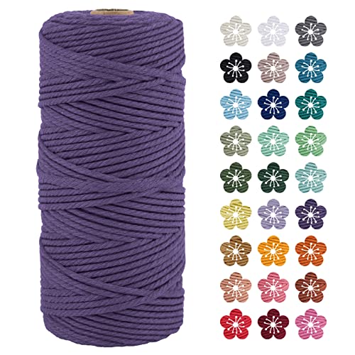 LEREATI Macrame Cord 3mm x 100m, Thick Macrame Rope Natural Cotton Rope Craft String