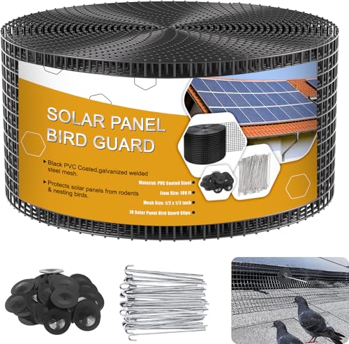 Solar Panel Bird Guard,6in x 100ft Critter Guard Roll Kit for Roof Protection Net Wire...