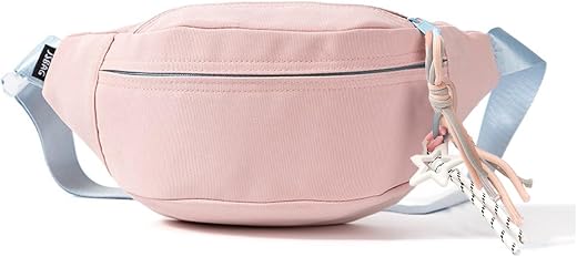 PALAY® Waist Bag Pink Waterproof Nylon Chest Bags Double Layer Day Fanny Pack Braided Rope Zipper Puller Crossbody Bag Tra...