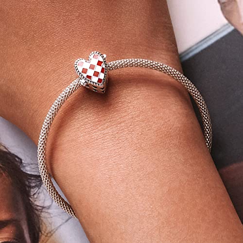 Abalorios para pulsera con corazón rojo de plata, el regalo romántico ideal 4