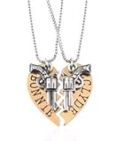 Bonnie and Clyde Goldtone Split Heart Pendant Necklace Set W&sol; 20" Chains