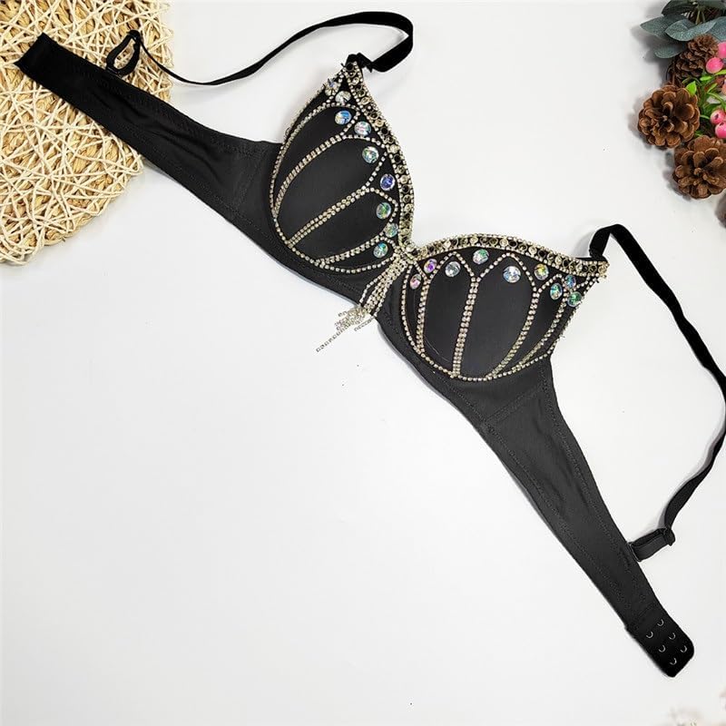 Sexy Corset Bra Short Rhinestone Beaded Vest Club Party Glitter Tight Chain Top Bra Women