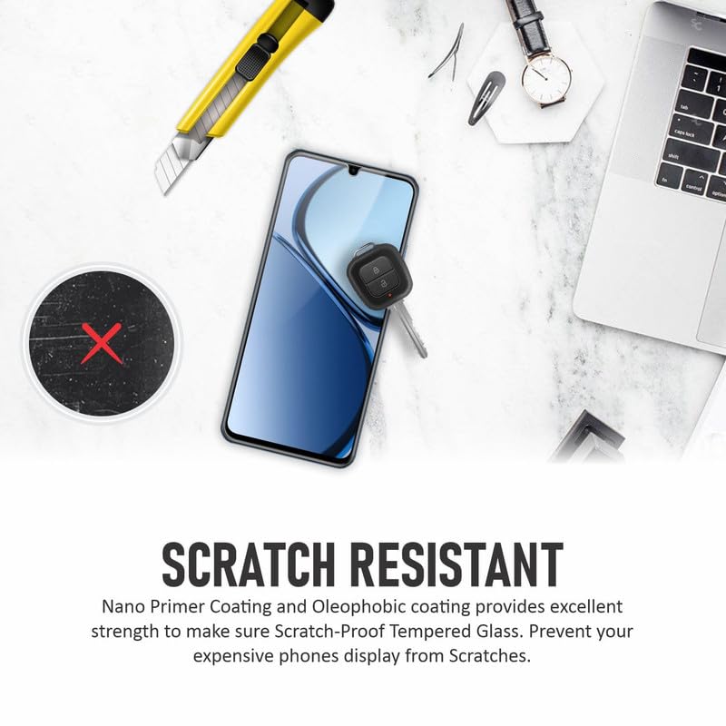 Image of Edge To Edge Screen Protector Tempered Glass For Realme Narzo N63 Cellphone With Easy Installation Kit