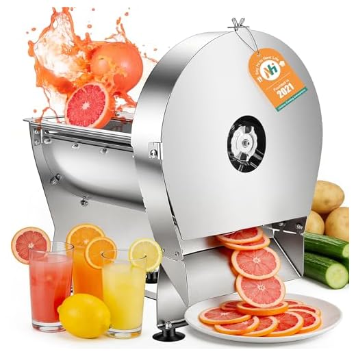 Newhai 0-10mm Commercial Onion Slicer Potato Chips Slicer Tomato Slicing Machine Electric Cabbage Shredder Machine Vegetable Fruit Slicing Machine 0-0.4’’ Stainless Steel (Slicer Machine)
