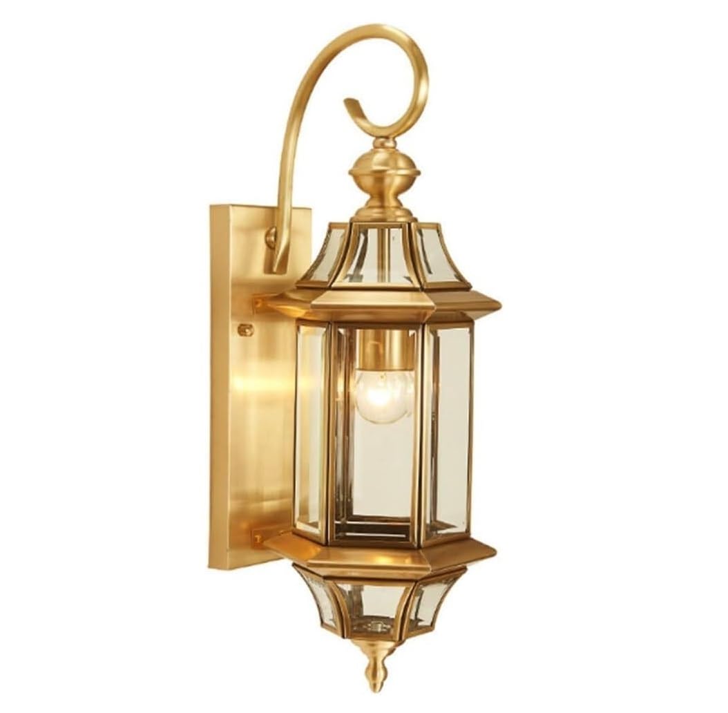 CVdrtyED Outdoor Wall Lights Brass Outdoor Wall Lights Waterproof Glass Lampshade Sconce Exterior Lamp for Corridors Garden Durable Porch